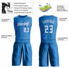 Load image into Gallery viewer, Custom Blue White Round Neck Suit Basketball Jersey

