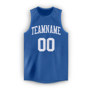 Custom Blue White Round Neck Basketball Jersey