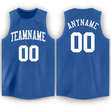 Load image into Gallery viewer, Custom Blue White Round Neck Basketball Jersey
