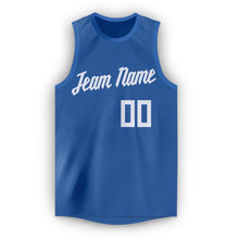 Load image into Gallery viewer, Custom Blue White Round Neck Basketball Jersey
