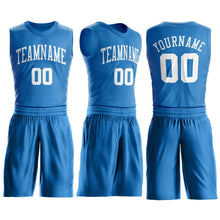 Load image into Gallery viewer, Custom Blue White Round Neck Suit Basketball Jersey
