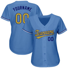 Load image into Gallery viewer, Custom Light Blue Old Gold-Royal Authentic Baseball Jersey
