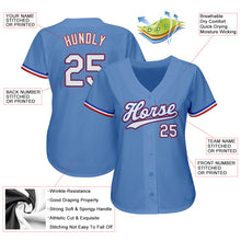 Load image into Gallery viewer, Custom Light Blue White-Red Authentic Baseball Jersey

