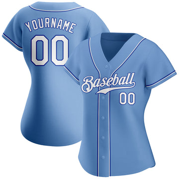 Custom Light Blue White-Royal Authentic Baseball Jersey