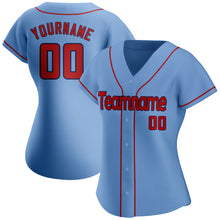 Load image into Gallery viewer, Custom Light Blue Red-Navy Authentic Baseball Jersey
