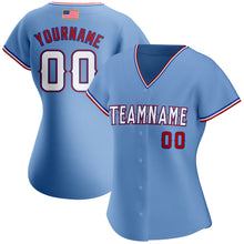 Load image into Gallery viewer, Custom Light Blue White-Red Authentic American Flag Fashion Baseball Jersey
