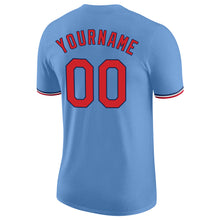 Load image into Gallery viewer, Custom Light Blue Red-Navy Performance T-Shirt
