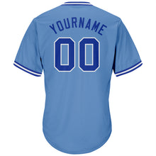 Load image into Gallery viewer, Custom Light Blue Royal-White Authentic Throwback Rib-Knit Baseball Jersey Shirt
