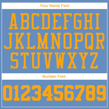 Load image into Gallery viewer, Custom Light Blue Gold Authentic Throwback Rib-Knit Baseball Jersey Shirt
