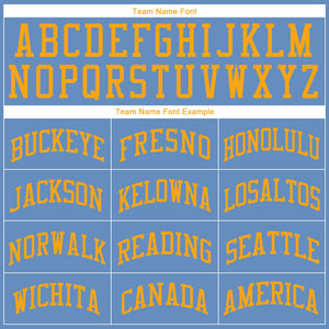 Custom Light Blue Gold Authentic Throwback Rib-Knit Baseball Jersey Shirt