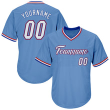 Load image into Gallery viewer, Custom Light Blue White-Royal Authentic Throwback Rib-Knit Baseball Jersey Shirt
