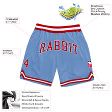 Load image into Gallery viewer, Custom Light Blue Red-White Authentic Throwback Basketball Shorts
