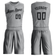 Load image into Gallery viewer, Custom Silver Gray Black Round Neck Suit Basketball Jersey
