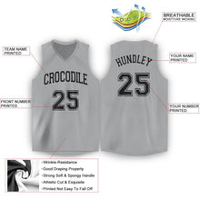 Load image into Gallery viewer, Custom Silver Gray Black V-Neck Basketball Jersey
