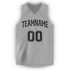 Custom Silver Gray Black V-Neck Basketball Jersey