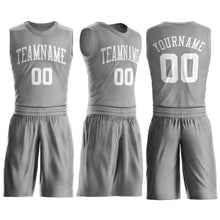 Load image into Gallery viewer, Custom Silver Gray White Round Neck Suit Basketball Jersey
