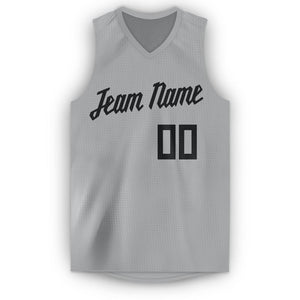 Custom Silver Gray Black V-Neck Basketball Jersey