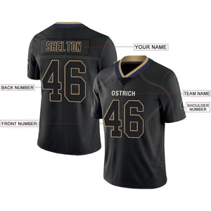 Custom Lights Out Black Old Gold-Navy Football Jersey
