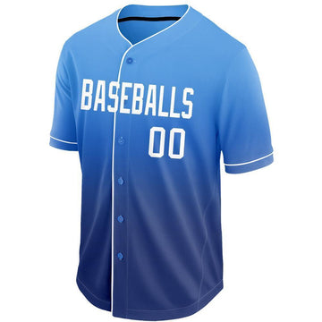 Custom Royal White-Light Blue Fade Baseball Jersey