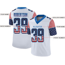 Load image into Gallery viewer, Custom White Powder Blue-Navy USA Flag Fashion Football Jersey
