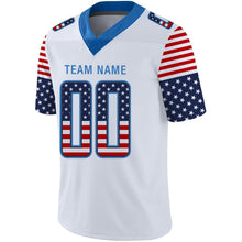 Load image into Gallery viewer, Custom White Powder Blue-Navy USA Flag Fashion Football Jersey
