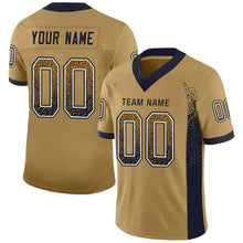 Load image into Gallery viewer, Custom Old Gold Navy-White Mesh Drift Fashion Football Jersey
