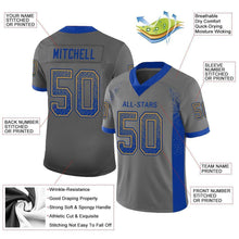 Load image into Gallery viewer, Custom Gray Royal-Gold Mesh Drift Fashion Football Jersey
