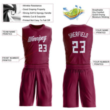 Load image into Gallery viewer, Custom Maroon White Round Neck Suit Basketball Jersey
