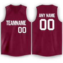 Load image into Gallery viewer, Custom Maroon White V-Neck Basketball Jersey
