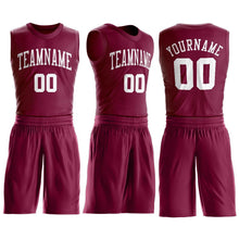 Load image into Gallery viewer, Custom Maroon White Round Neck Suit Basketball Jersey
