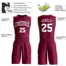 Load image into Gallery viewer, Custom Maroon White Round Neck Suit Basketball Jersey
