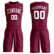 Load image into Gallery viewer, Custom Maroon White Round Neck Suit Basketball Jersey
