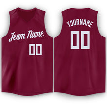 Load image into Gallery viewer, Custom Maroon White V-Neck Basketball Jersey
