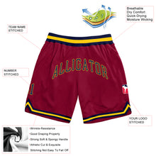 Load image into Gallery viewer, Custom Maroon Navy-Gold Authentic Throwback Basketball Shorts
