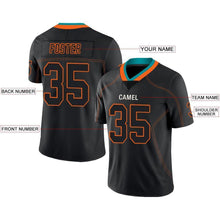 Load image into Gallery viewer, Custom Lights Out Black Orange-Aqua Football Jersey
