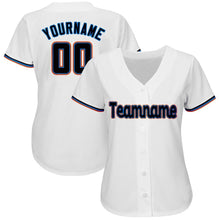 Load image into Gallery viewer, Custom White Black-Orange Baseball Jersey
