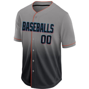 Custom Gray Black-Orange Fade Baseball Jersey