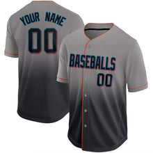 Load image into Gallery viewer, Custom Gray Black-Orange Fade Baseball Jersey

