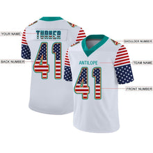 Load image into Gallery viewer, Custom White Aqua-Orange USA Flag Fashion Football Jersey
