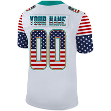 Load image into Gallery viewer, Custom White Aqua-Orange USA Flag Fashion Football Jersey
