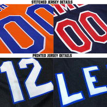 Load image into Gallery viewer, Custom Black Powder Blue-Orange Baseball Jersey
