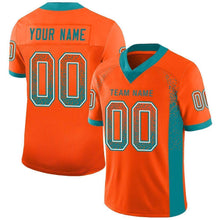 Load image into Gallery viewer, Custom Orange Aqua-White Mesh Drift Fashion Football Jersey
