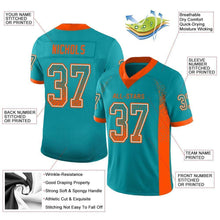 Load image into Gallery viewer, Custom Aqua Orange-White Mesh Drift Fashion Football Jersey
