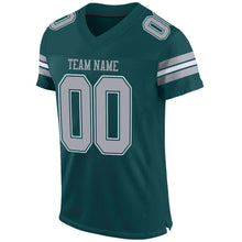 Load image into Gallery viewer, Custom Midnight Green Light Gray-White Mesh Authentic Football Jersey
