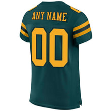 Load image into Gallery viewer, Custom Midnight Green Gold-Black Mesh Authentic Football Jersey

