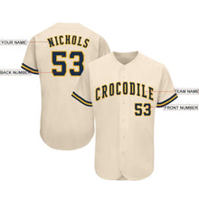 Load image into Gallery viewer, Custom Cream Navy-Gold Baseball Jersey
