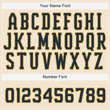 Load image into Gallery viewer, Custom Cream Navy-Gold Baseball Jersey
