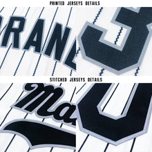 Load image into Gallery viewer, Custom White Royal Strip Navy-Gold Baseball Jersey
