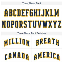 Load image into Gallery viewer, Custom White Royal Strip Navy-Gold Baseball Jersey
