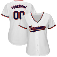 Load image into Gallery viewer, Custom White Navy-Red Baseball Jersey
